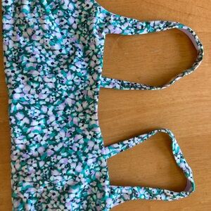 Athleta Green and White swim bikini top